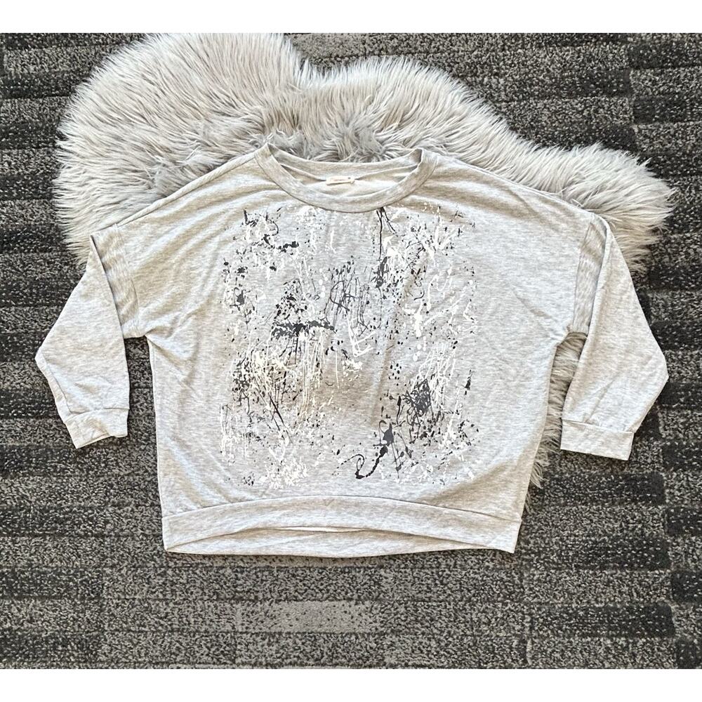 Maronie Women's Grey Long Sleeve Paint Splatter Top Size Medium‎ USA MADE